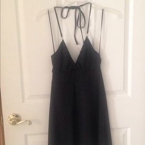 Guess Black halter dress with gold metallic print